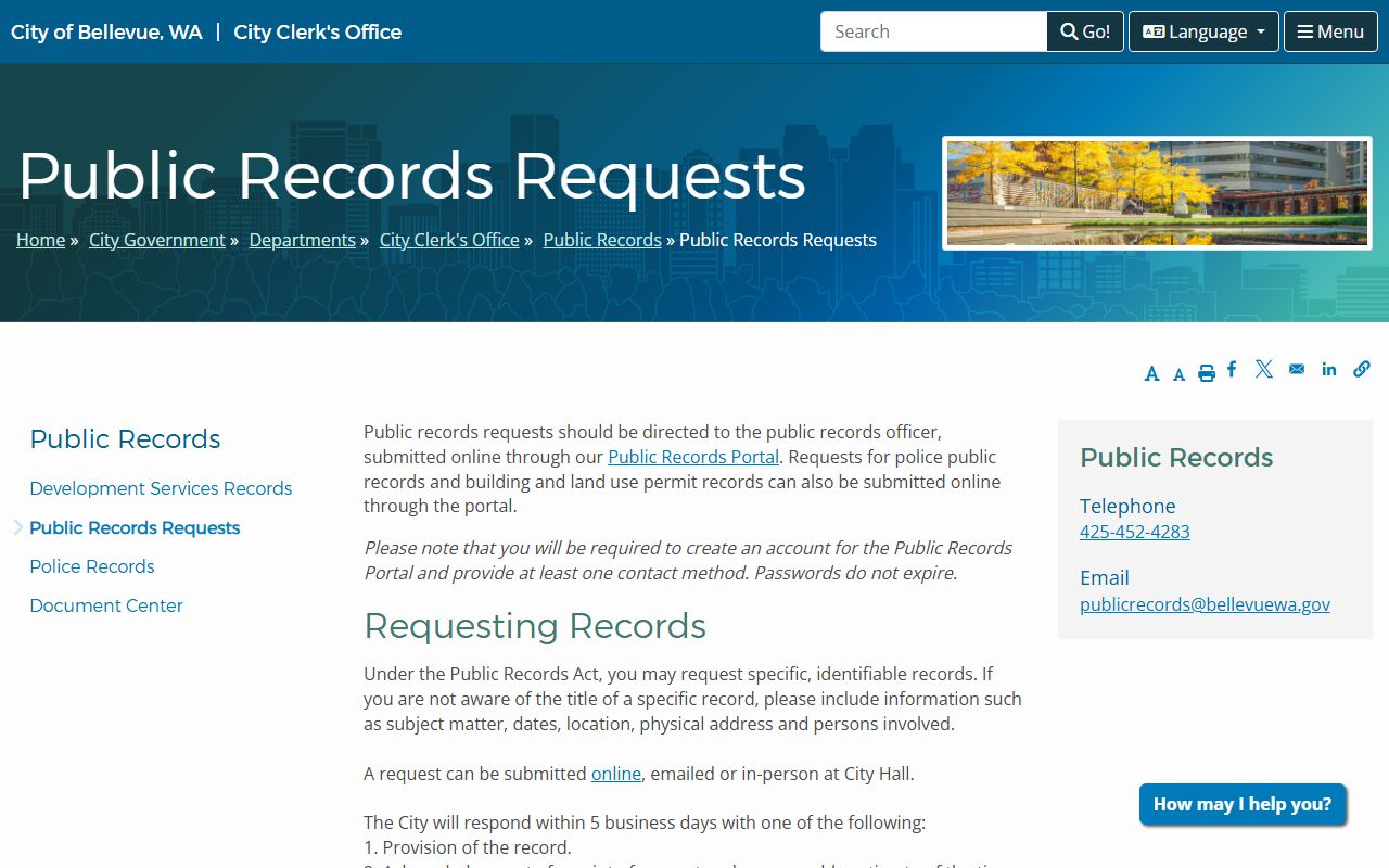 Bellevue dissolution of marriage records King County public records portal
