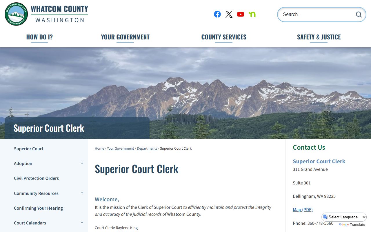 Bellingham dissolution of marriage records Whatcom County Superior Court clerk