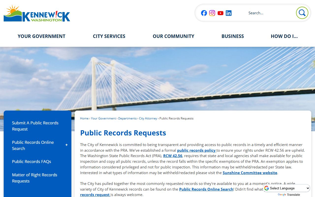 Kennewick public records requests dissolution of marriage