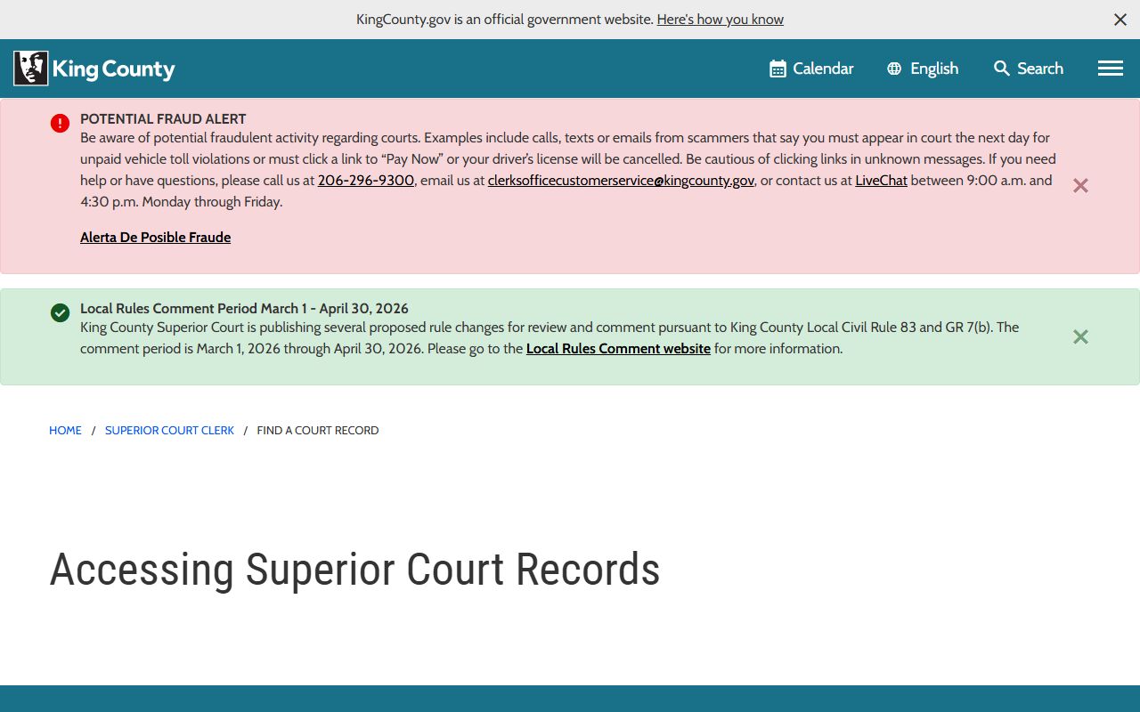Kent dissolution records King County case records access