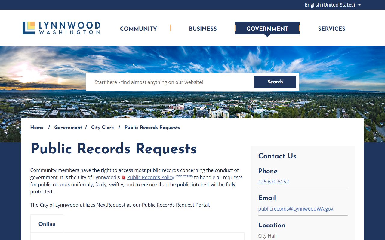 Lynnwood public records requests dissolution of marriage