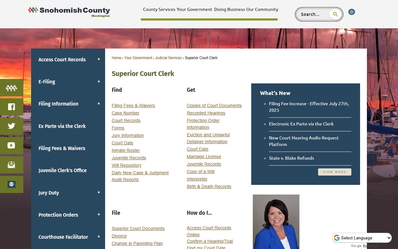 Mountlake Terrace dissolution of marriage Snohomish County Superior Court clerk