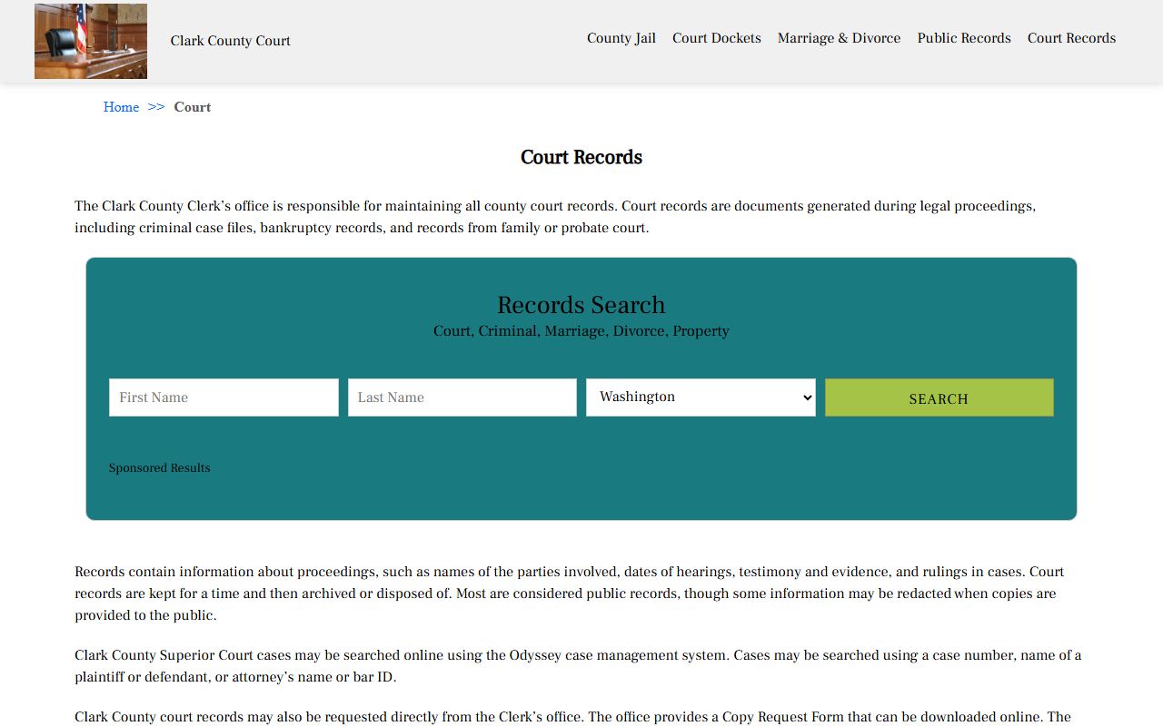 Orchards dissolution of marriage Clark County court records public access