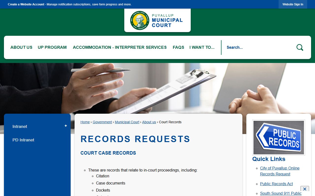 Puyallup dissolution of marriage Pierce County clerk court records