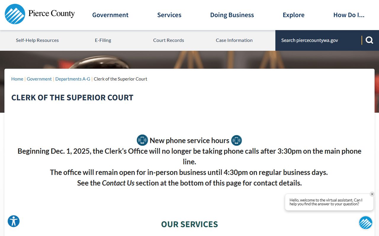 Spanaway dissolution of marriage - Pierce County Superior Court Clerk office