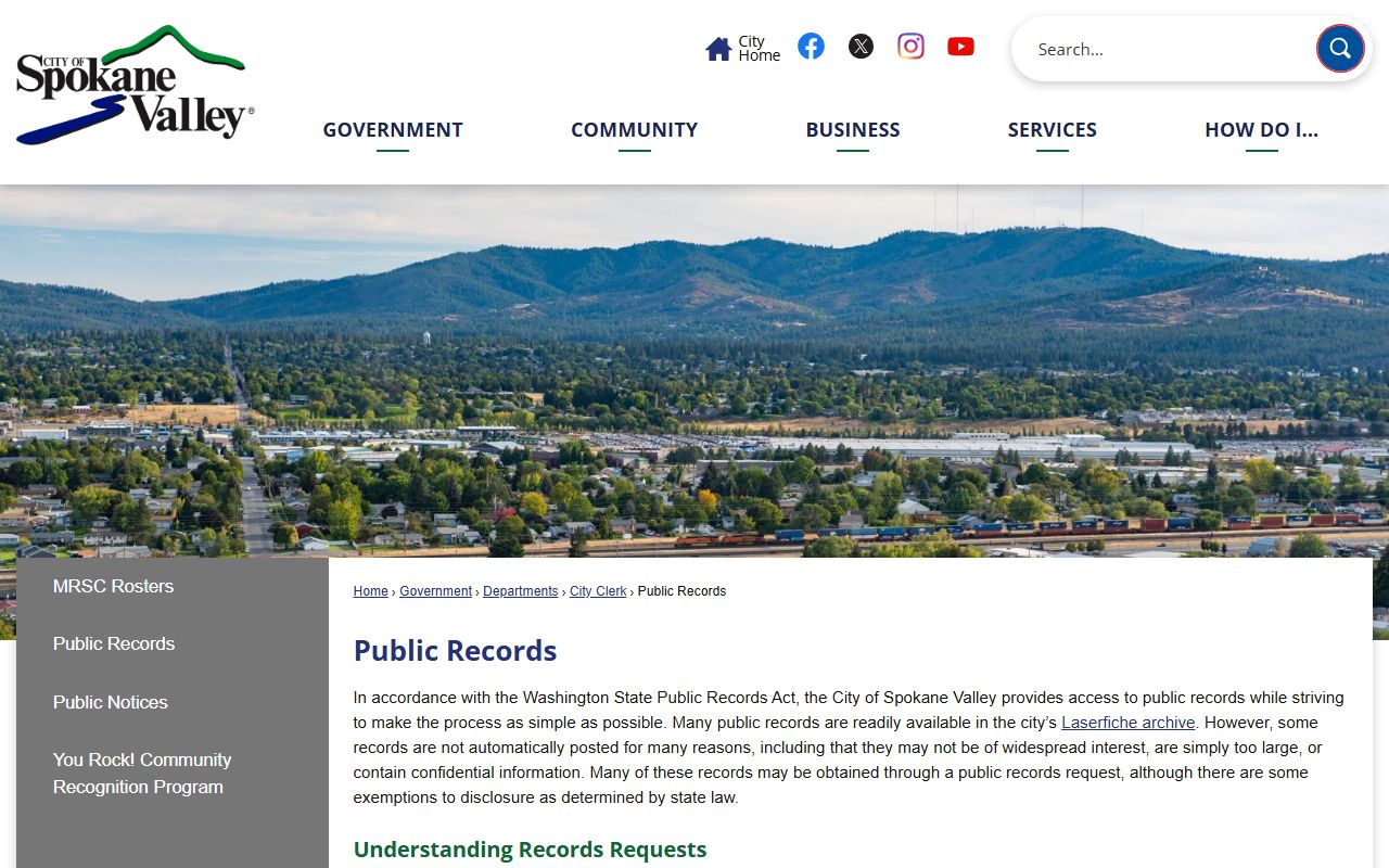 Spokane Valley dissolution of marriage records - Spokane Valley public records portal