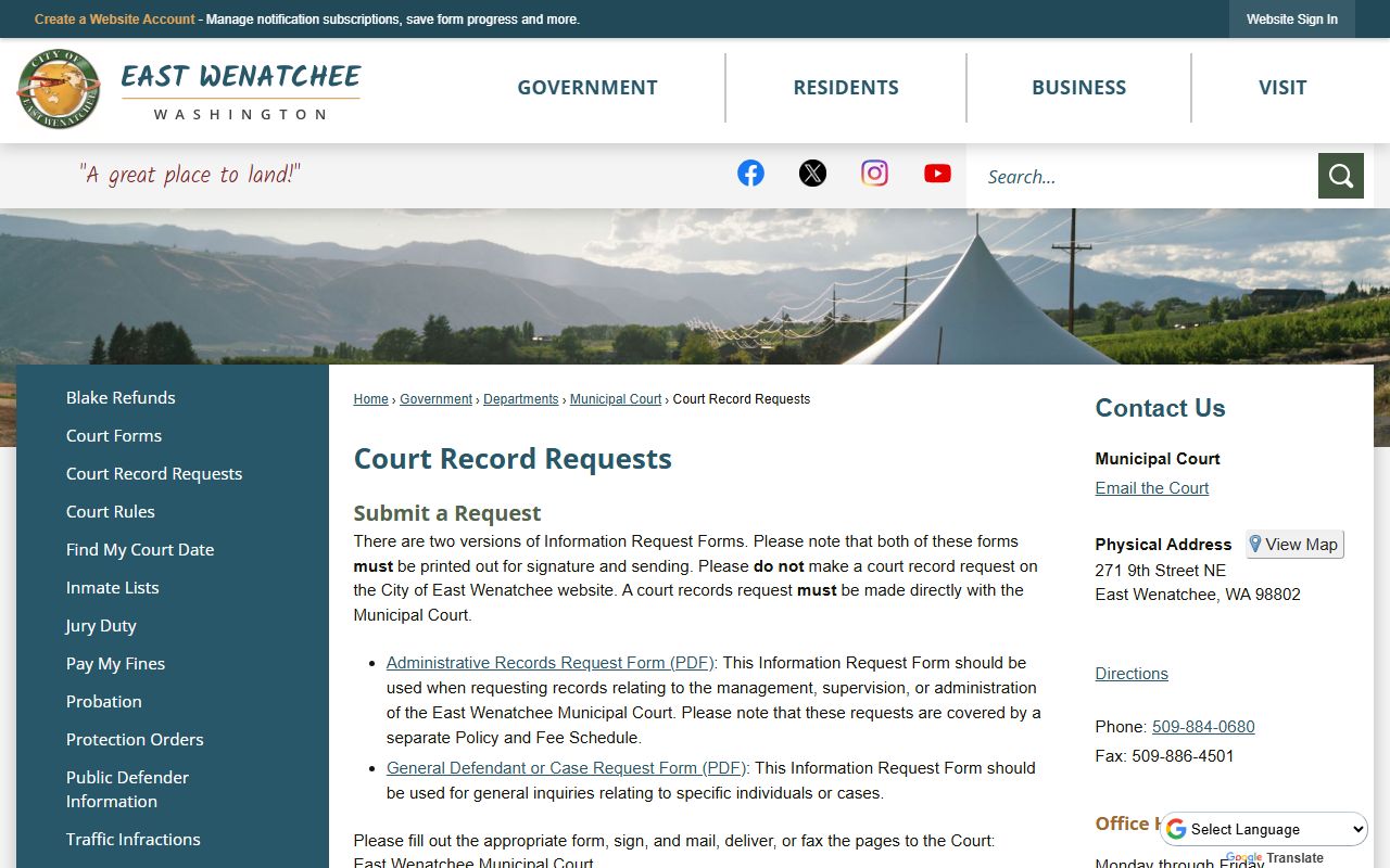 Wenatchee dissolution of marriage records - East Wenatchee Municipal Court record requests