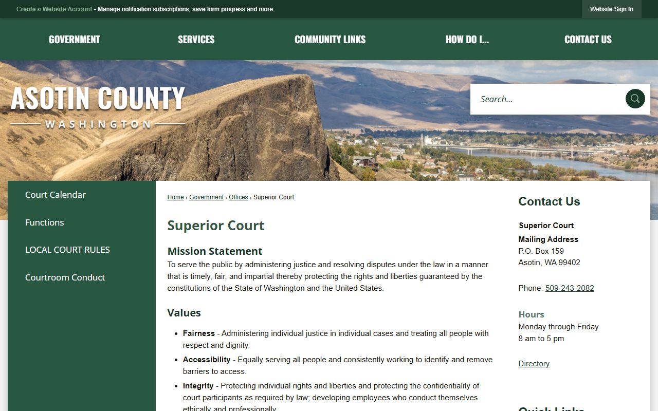 Asotin County dissolution of marriage superior court information