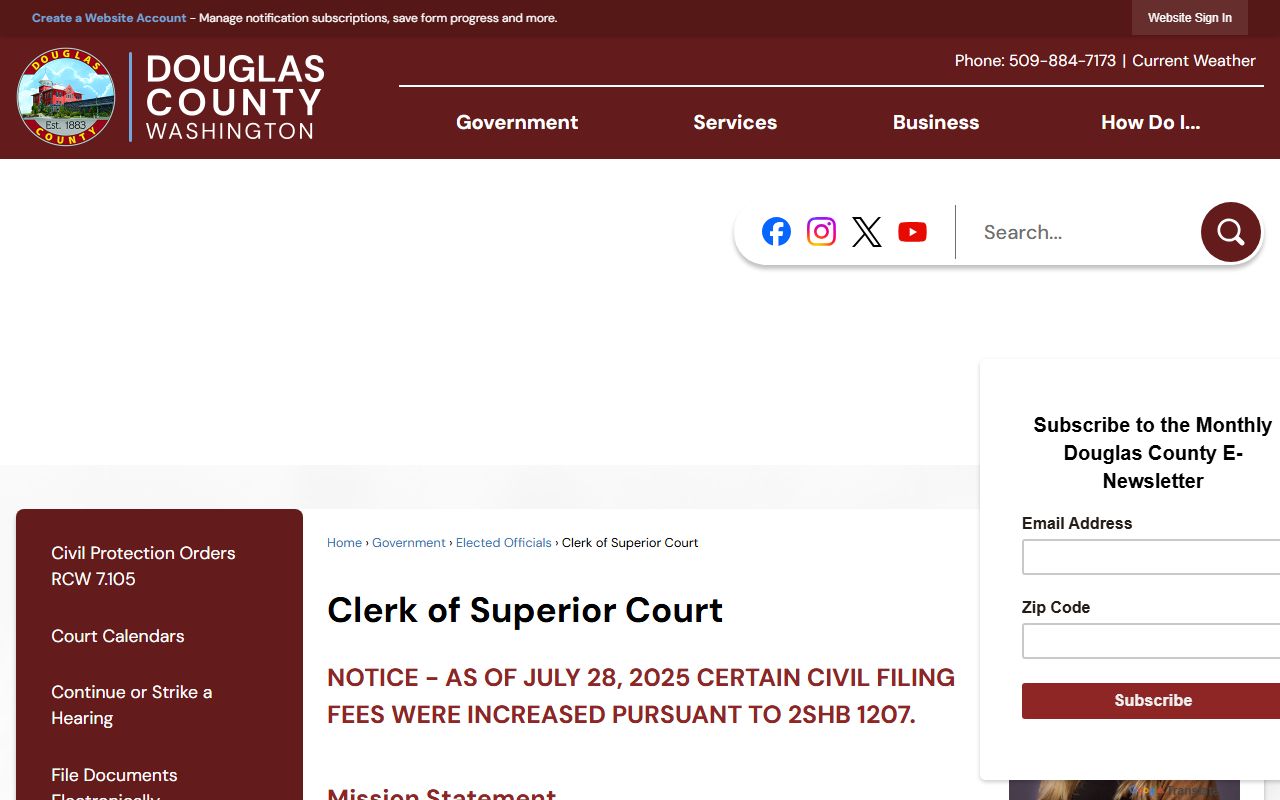 Douglas County dissolution of marriage superior court clerk page