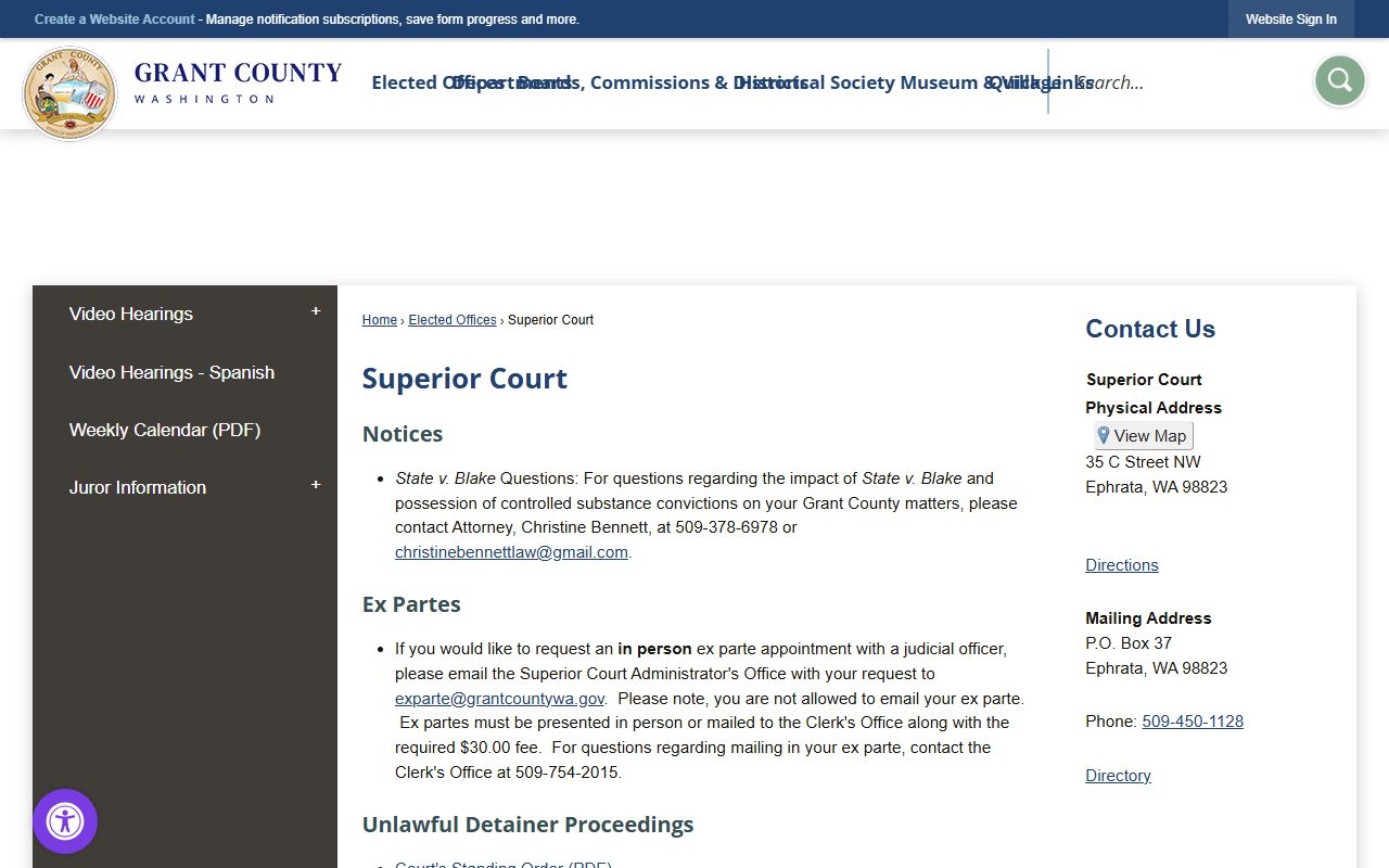 Grant County dissolution of marriage superior court page