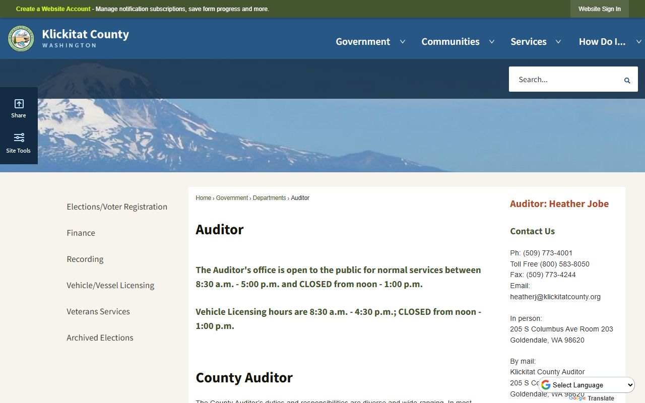 Klickitat County dissolution of marriage auditor page
