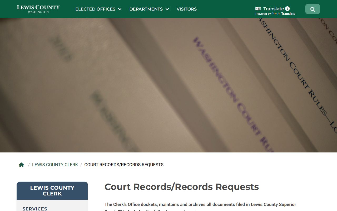 Lewis County dissolution of marriage records