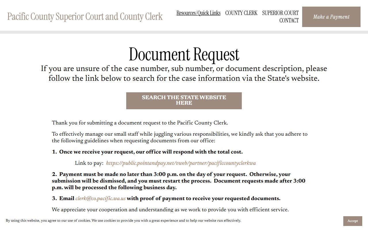 Pacific County dissolution of marriage records