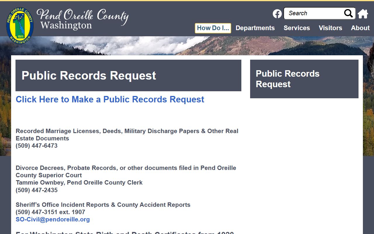 Pend Oreille County dissolution of marriage records