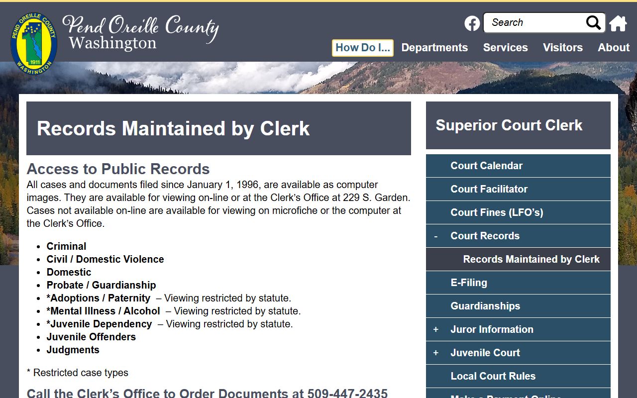 Pend Oreille County dissolution of marriage records
