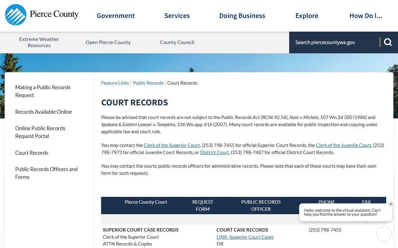 Pierce County dissolution of marriage records