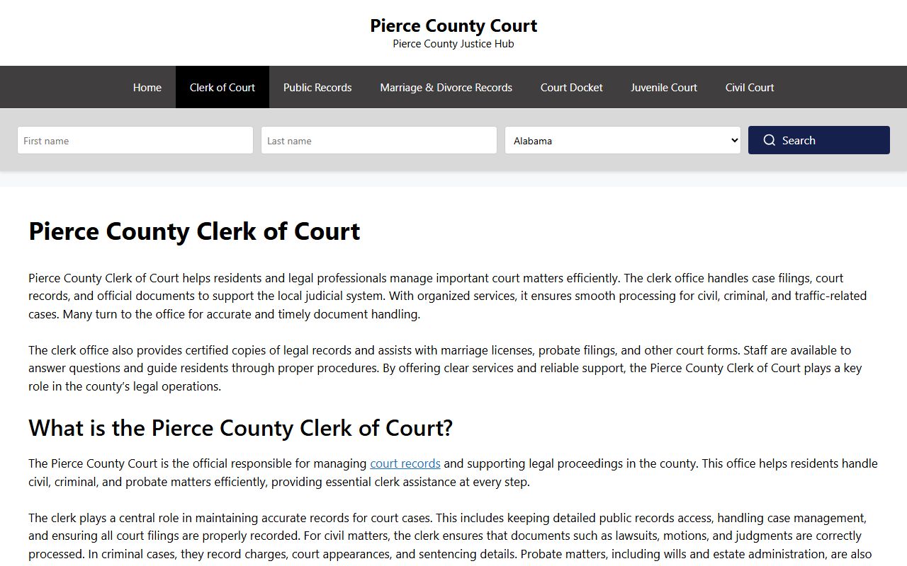 Pierce County dissolution of marriage records