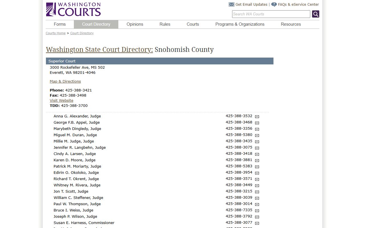 Snohomish County dissolution of marriage Odyssey Portal case search