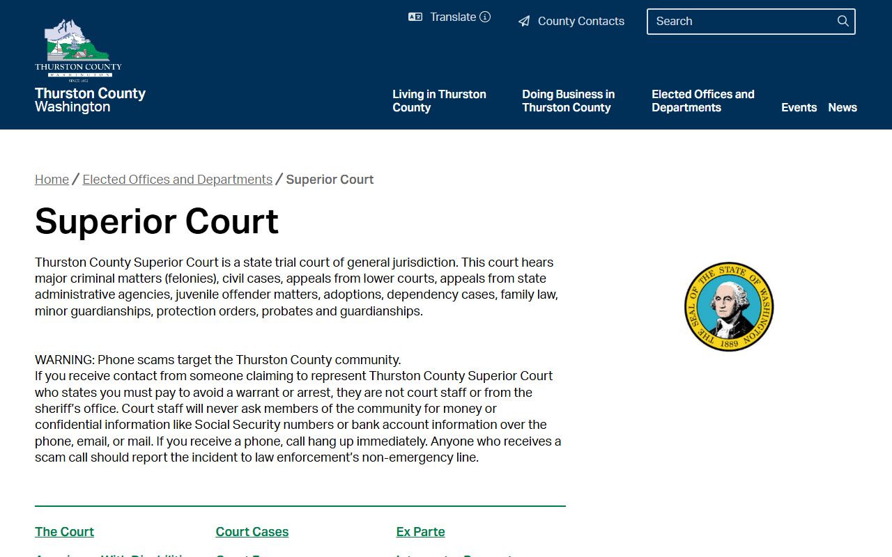 Thurston County dissolution of marriage clerk documents online portal