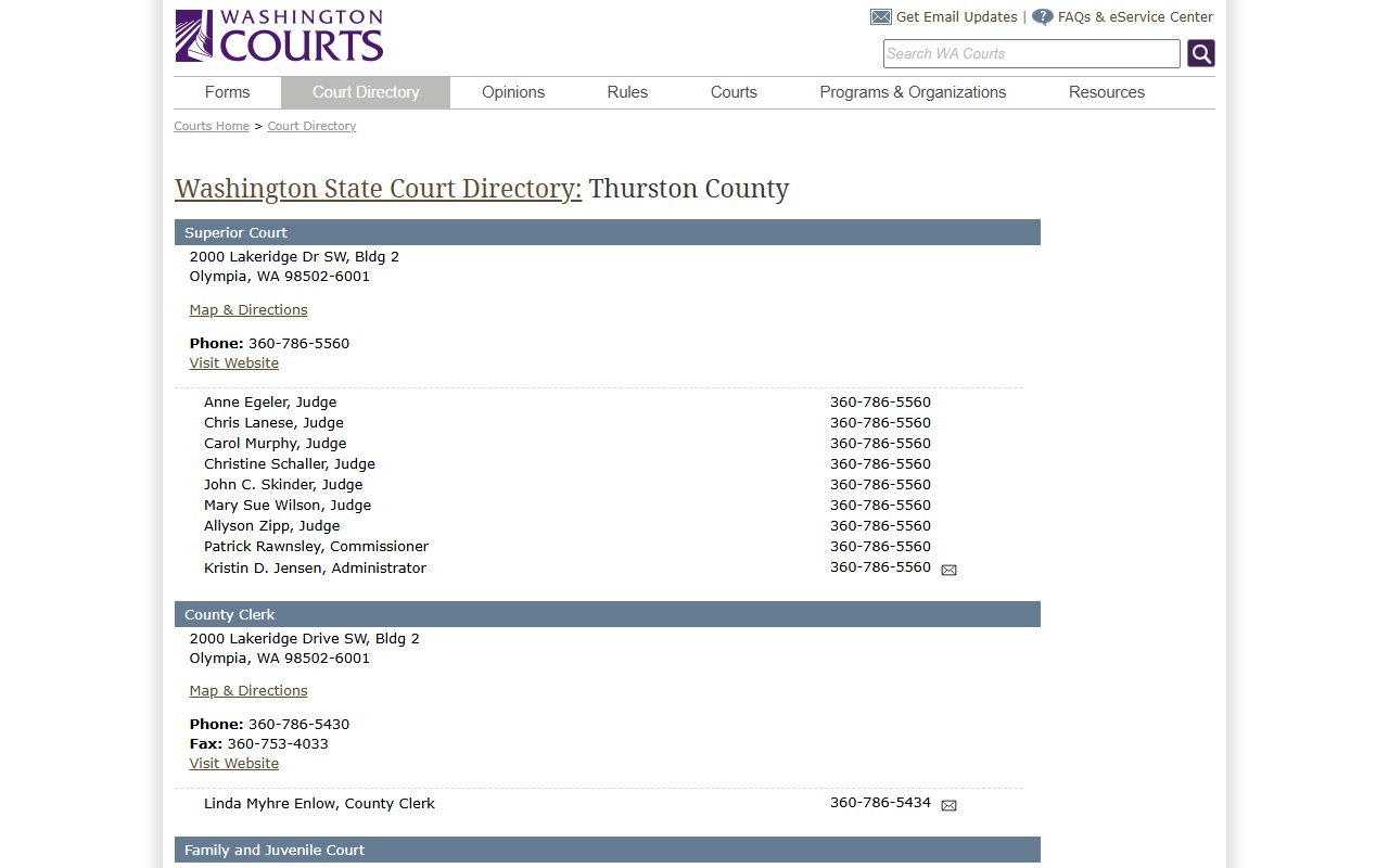 Thurston County dissolution of marriage obtaining copies of Superior Court documents page