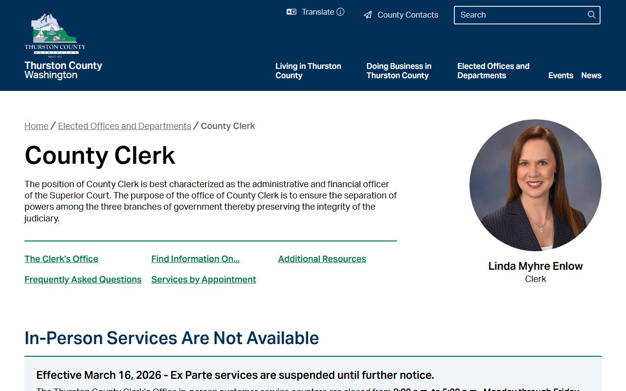 Thurston County dissolution of marriage county clerk page