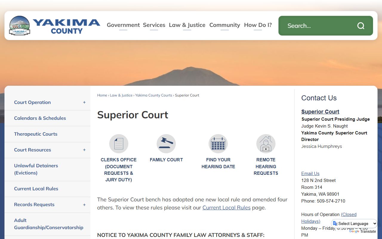 Yakima County dissolution of marriage Superior Court website