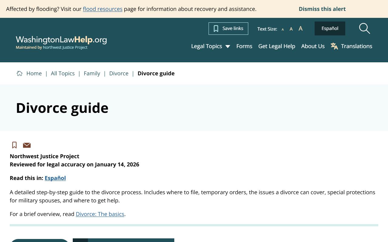 WashingtonLawHelp dissolution of marriage guide for self-represented individuals